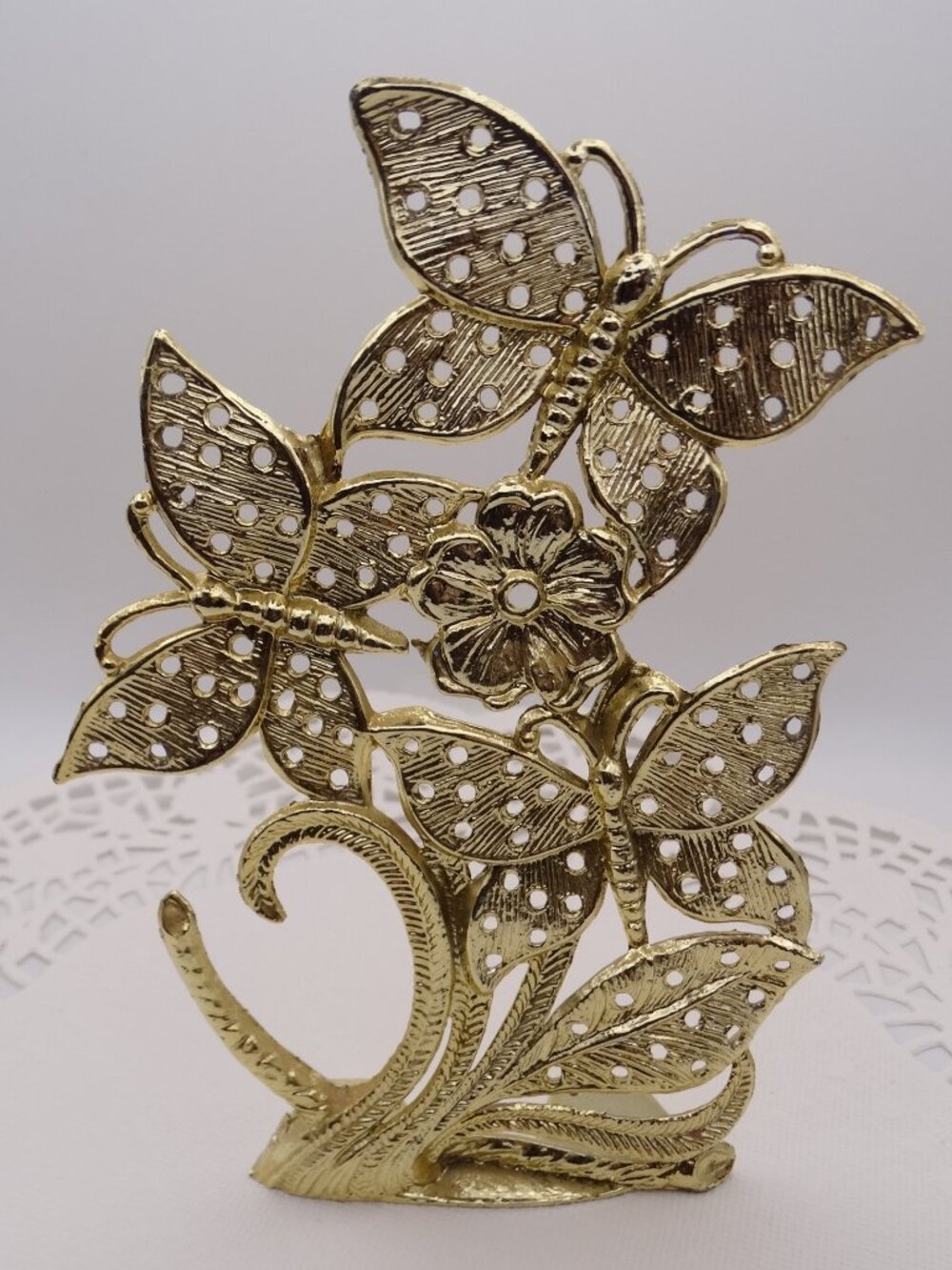 Vtg. Torino Gold Tone Metal Butterfly Earring Ring Holder Stand Jewelry Tree